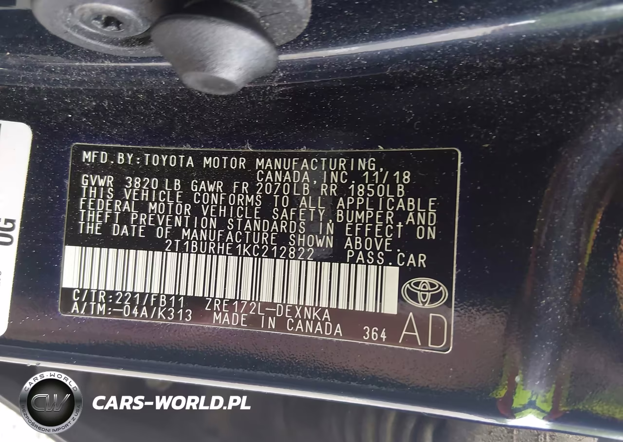 2019 Toyota Corolla Le VIN:2T1BURHE1KC212822 - 9