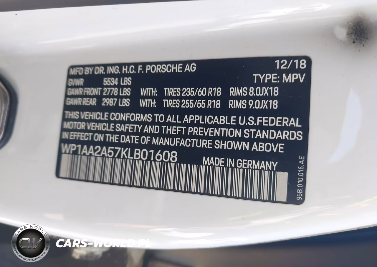 2019 Porsche Macan VIN:WP1AA2A57KLB01608 - 9