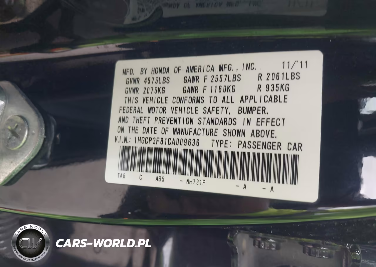 2012 Honda Accord 3.5 Ex-L VIN:1HGCP3F81CA009636 - 9
