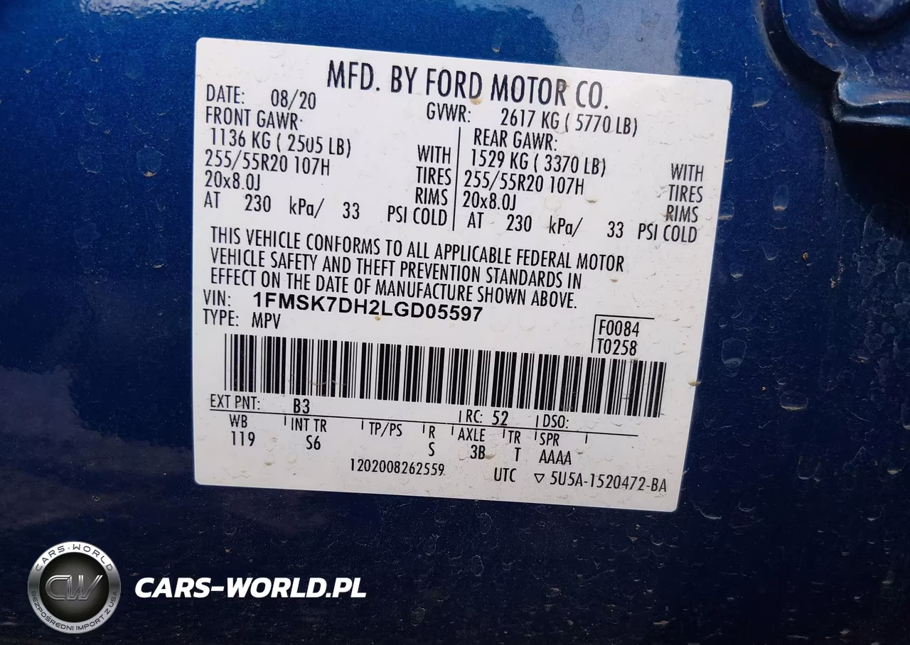 2020 Ford Explorer Xlt VIN:1FMSK7DH2LGD05597 - 9