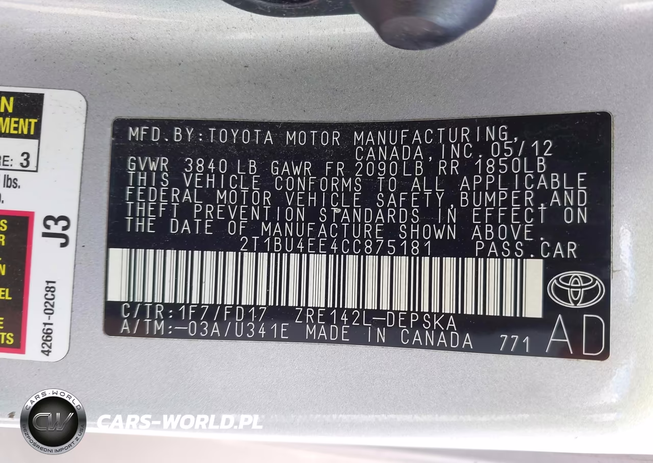 2012 Toyota Corolla S VIN:2T1BU4EE4CC875181 - 9