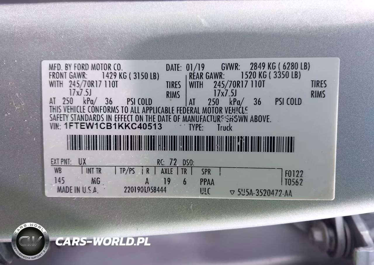 2019 Ford F-150 Xlt VIN:1FTEW1CB1KKC40513 - 9