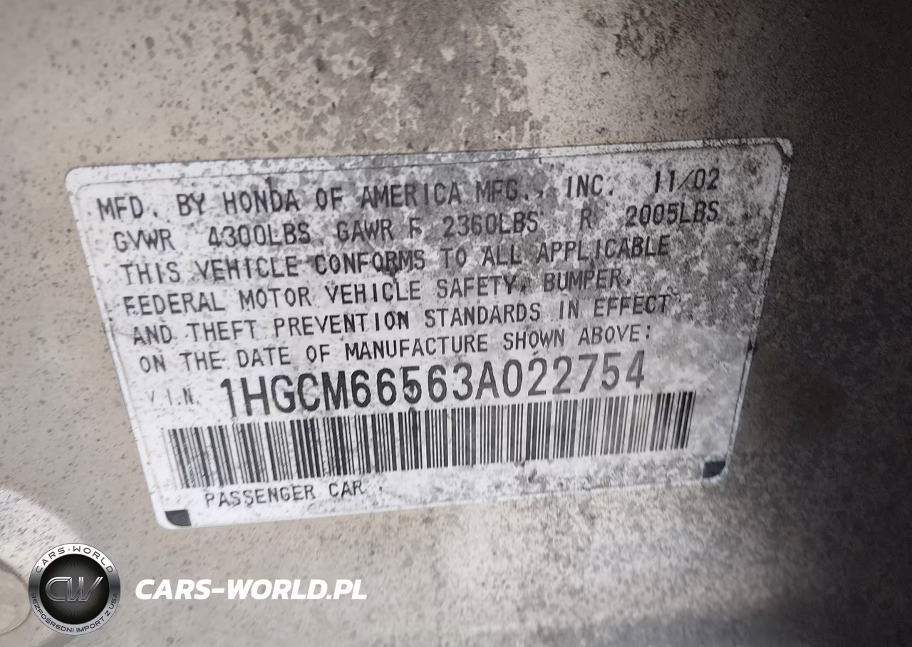 2003 Honda Accord 3.0 Ex VIN:1HGCM66563A022754 - 9