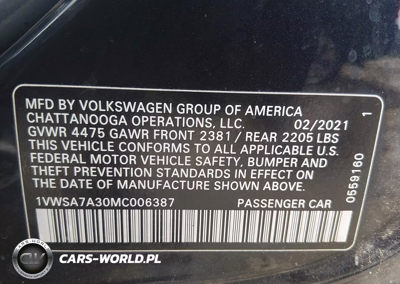 2021 Volkswagen Passat 2.0T Se VIN:1VWSA7A30MC006387 - 9