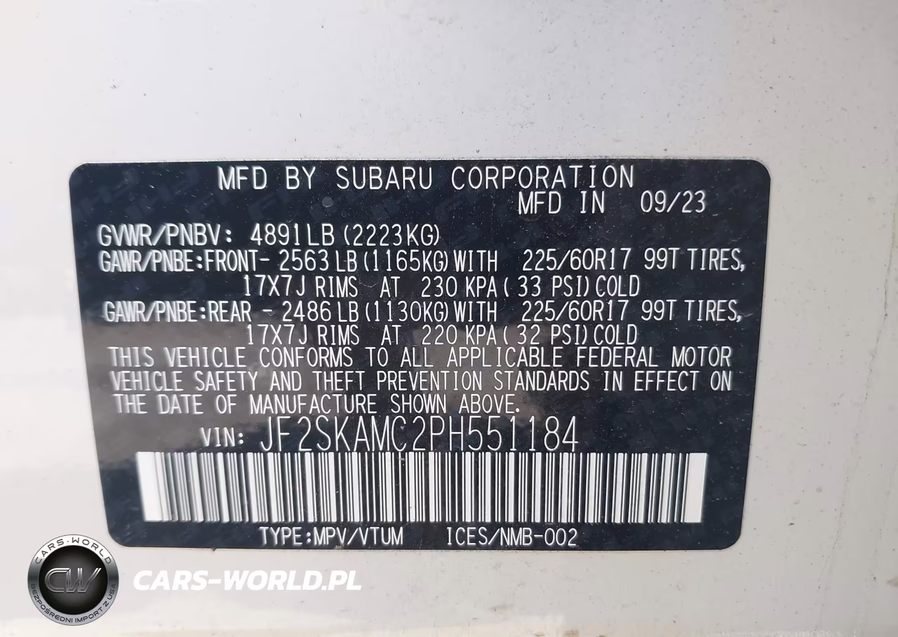 2023 Subaru Forester Wilderness VIN:JF2SKAMC2PH551184 - 9