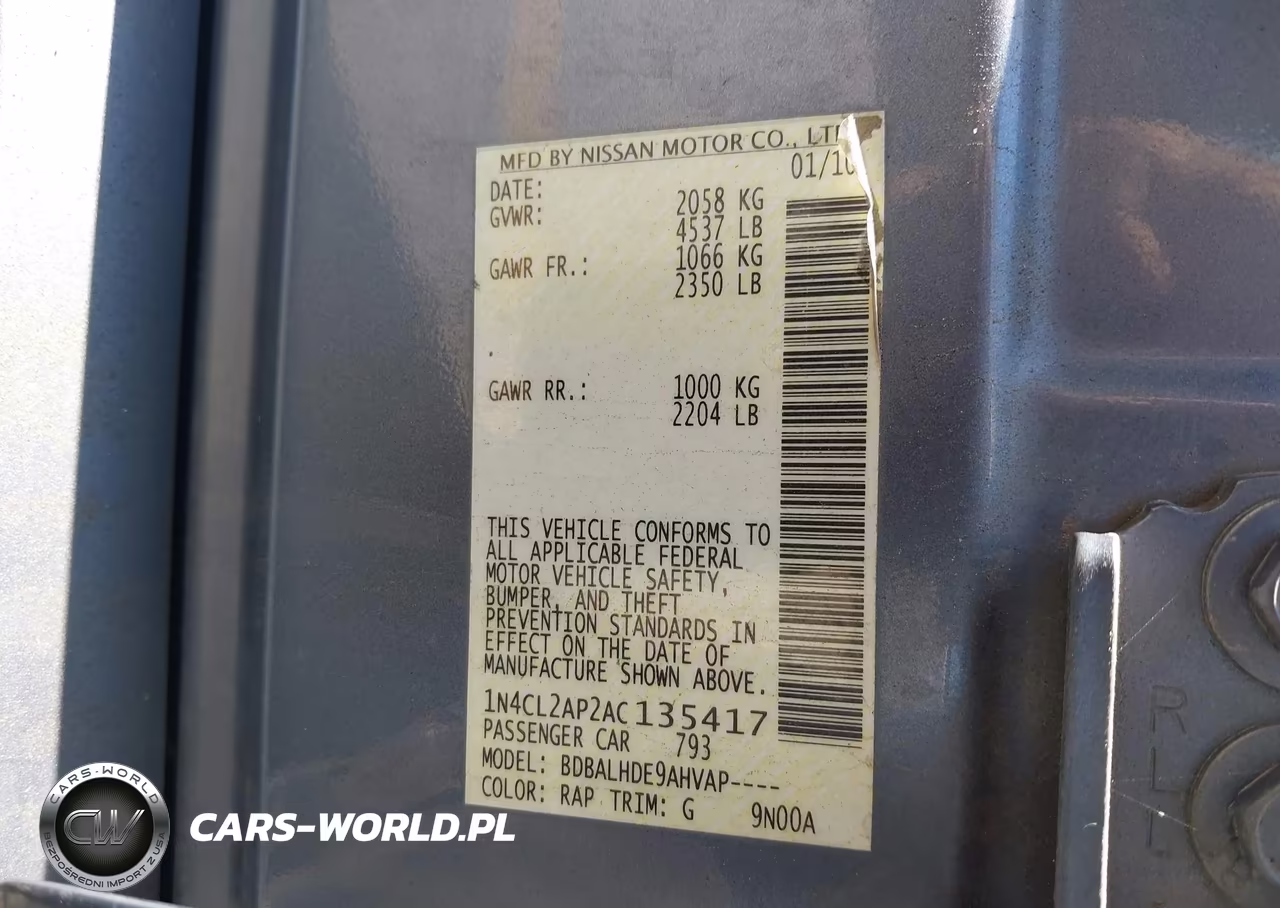 2010 Nissan Altima Hybrid VIN:1N4CL2AP2AC135417 - 9