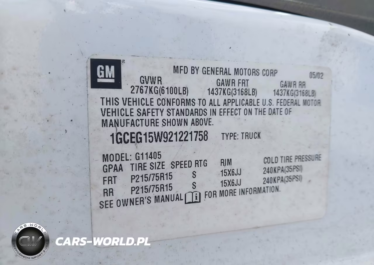 2002 Chevrolet Express VIN:1GCEG15W921221758 - 9