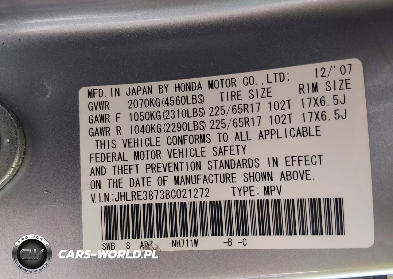 2008 Honda Cr-V Ex-L VIN:JHLRE38738C021272 - 9