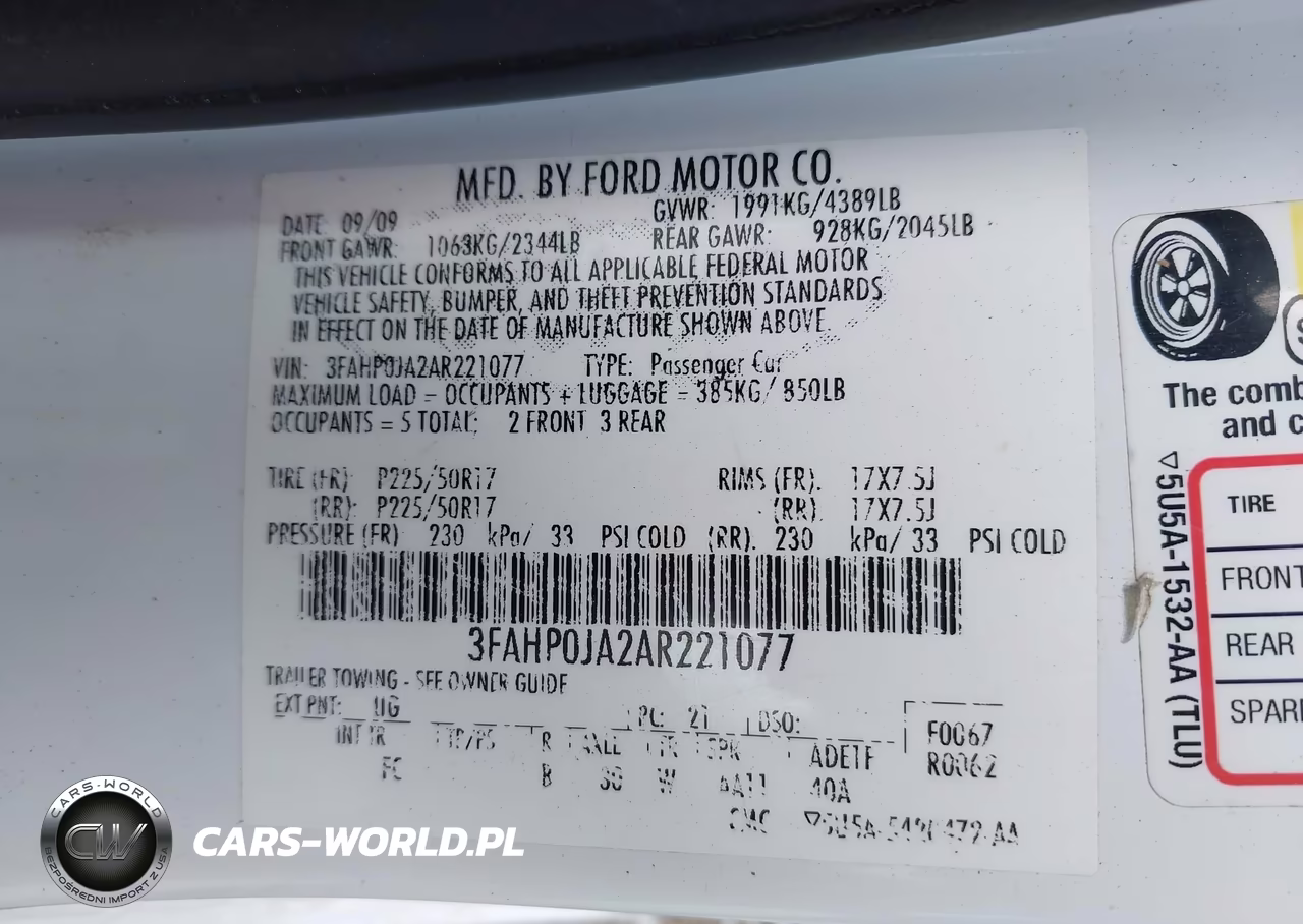 2010 Ford Fusion Sel VIN:3FAHP0JA2AR221077 - 9