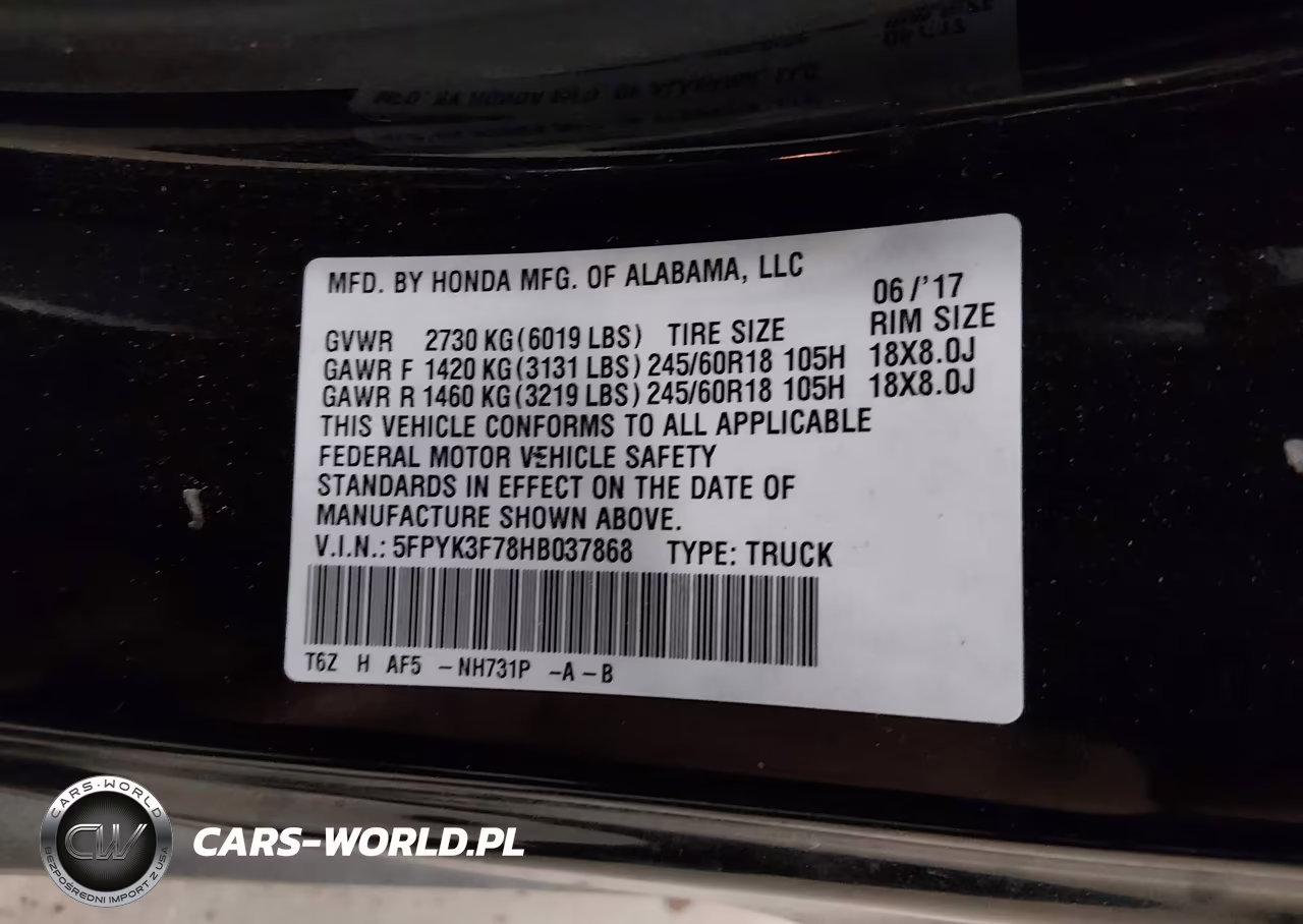 2017 Honda Ridgeline Rtl-E VIN:5FPYK3F78HB037868 - 9