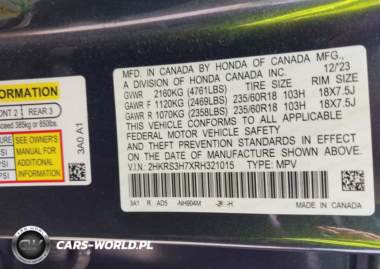 2024 Honda Cr-V Ex-L 2Wd VIN:2HKRS3H7XRH321015 - 9