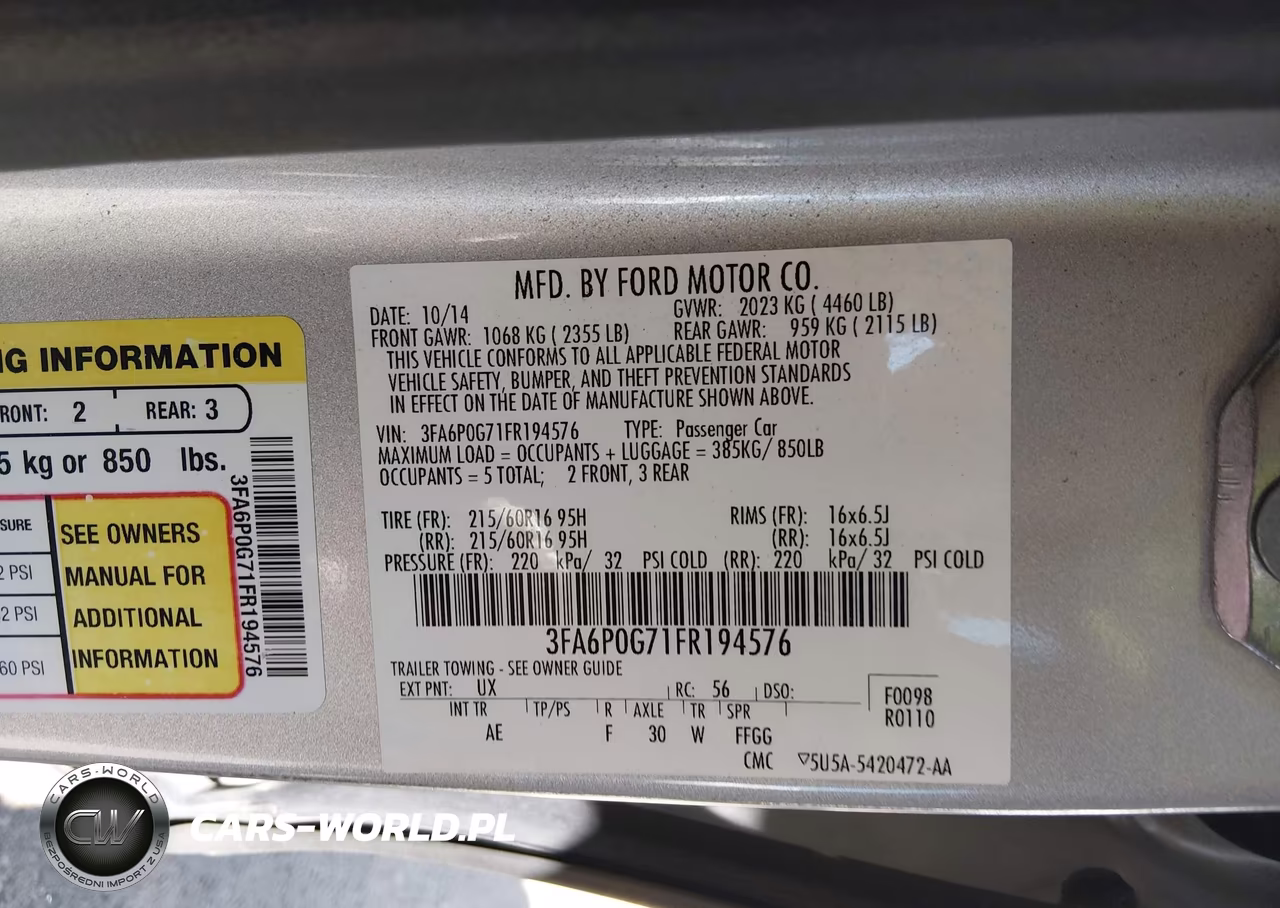 2015 Ford Fusion S VIN:3FA6P0G71FR194576 - 9
