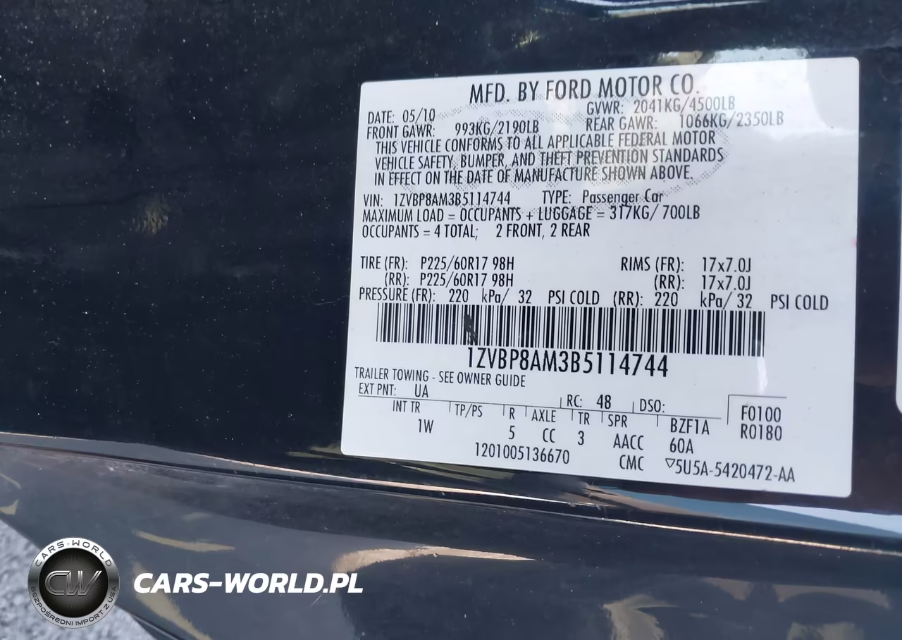 2011 Ford Mustang V6 VIN:1ZVBP8AM3B5114744 - 9