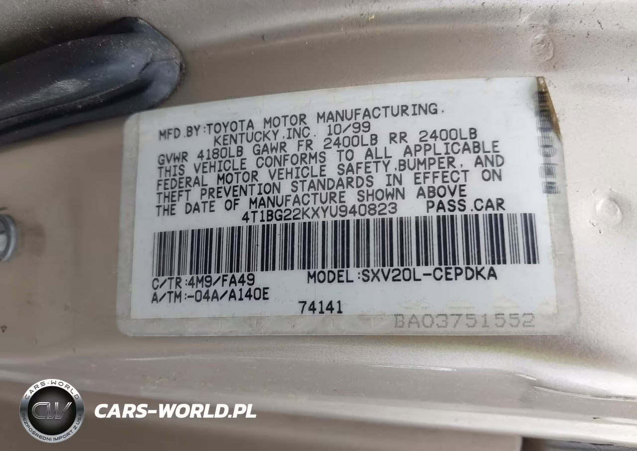 2000 Toyota Camry Ce VIN:4T1BG22KXYU940823 - 9