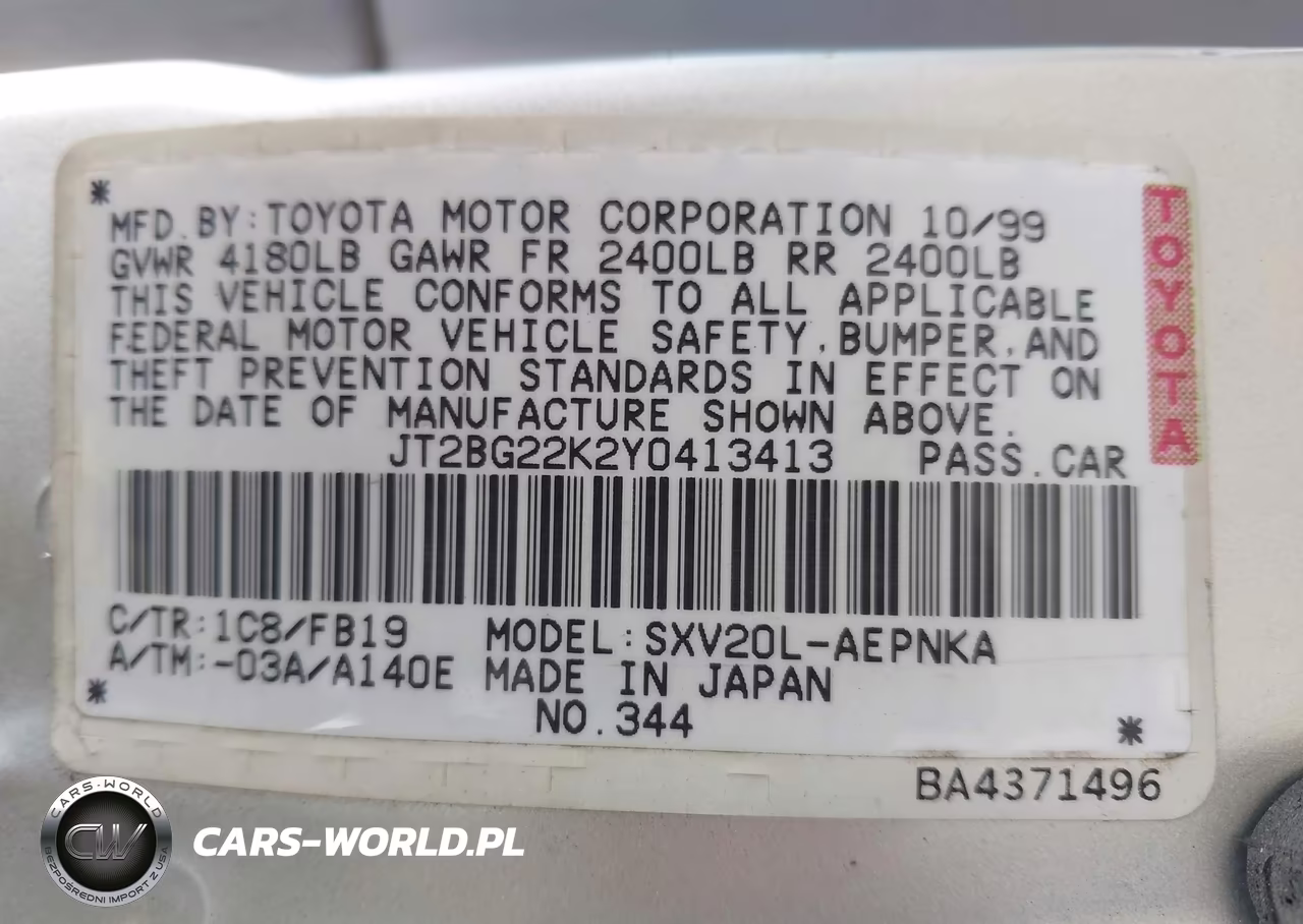 2000 Toyota Camry Le VIN:JT2BG22K2Y0413413 - 9