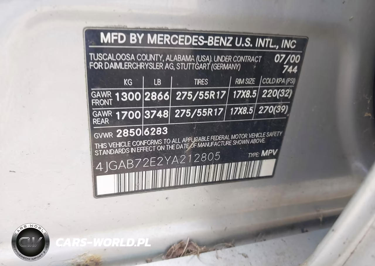 2000 Mercedes-Benz Ml 430 VIN:4JGAB72E2YA212805 - 9
