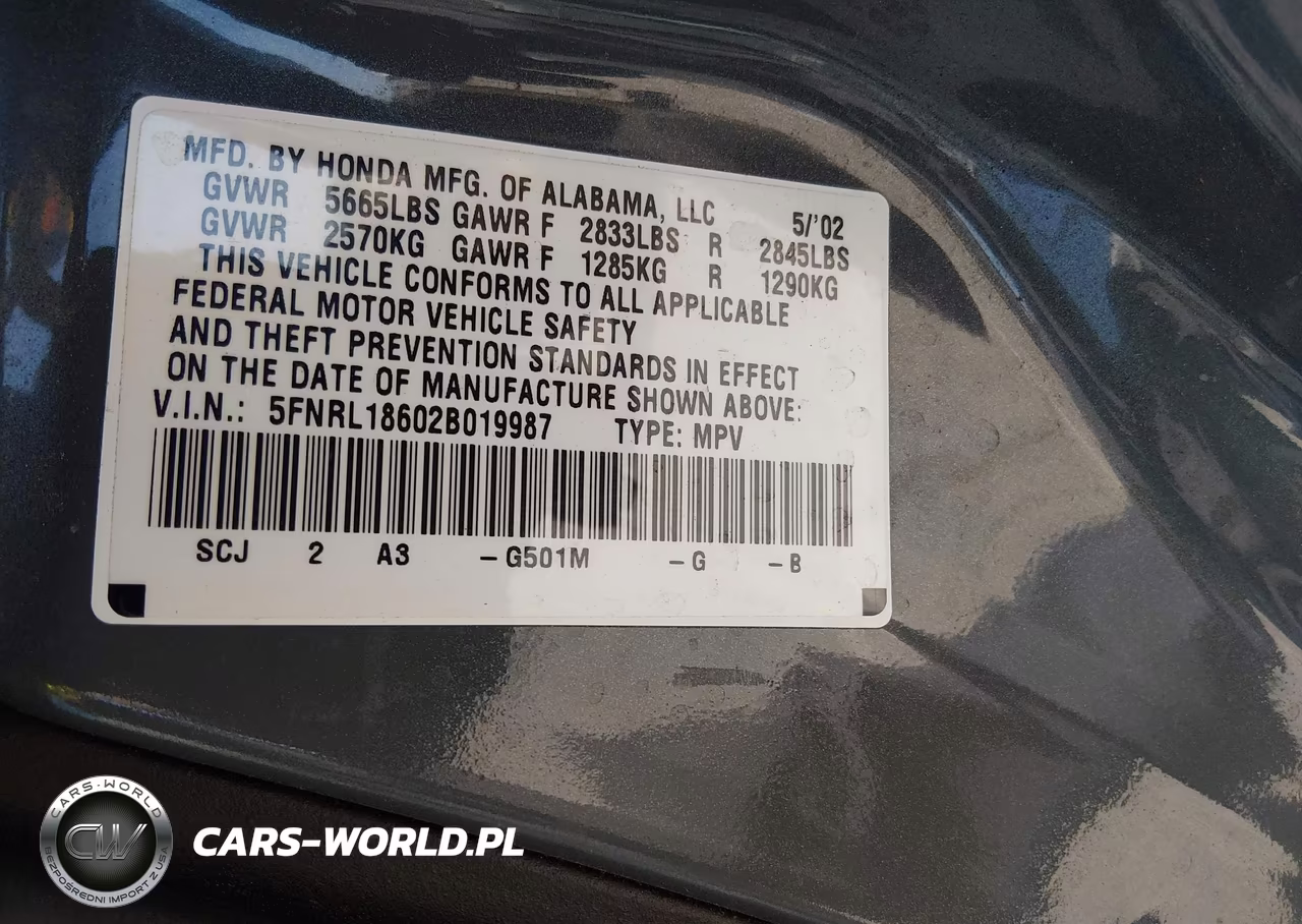 2002 Honda Odyssey Ex VIN:5FNRL18602B019987 - 9