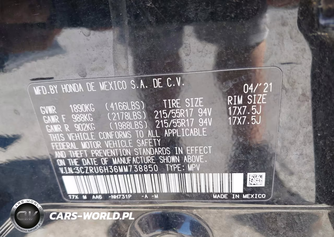 2021 Honda Hr-V Awd Lx VIN:3CZRU6H36MM738850 - 9
