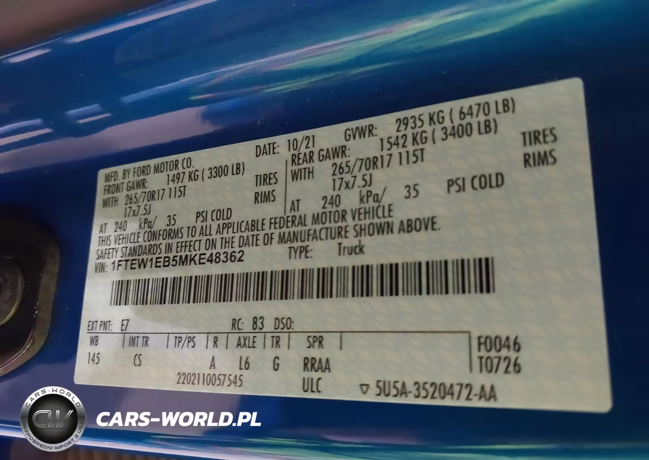 2021 Ford F-150 Xl VIN:1FTEW1EB5MKE48362 - 9