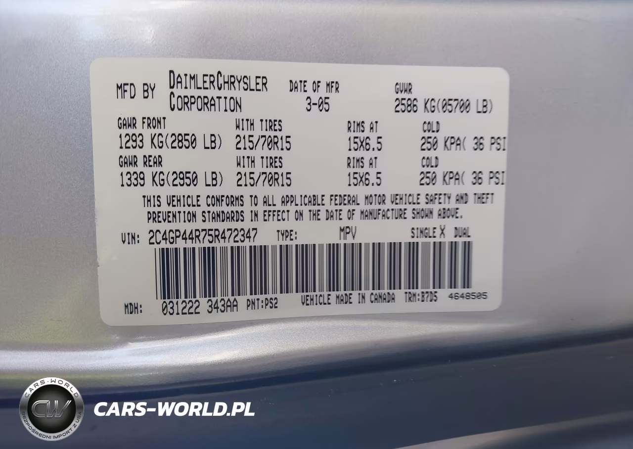 2005 Chrysler Town & Country Lx VIN:2C4GP44R75R472347 - 9