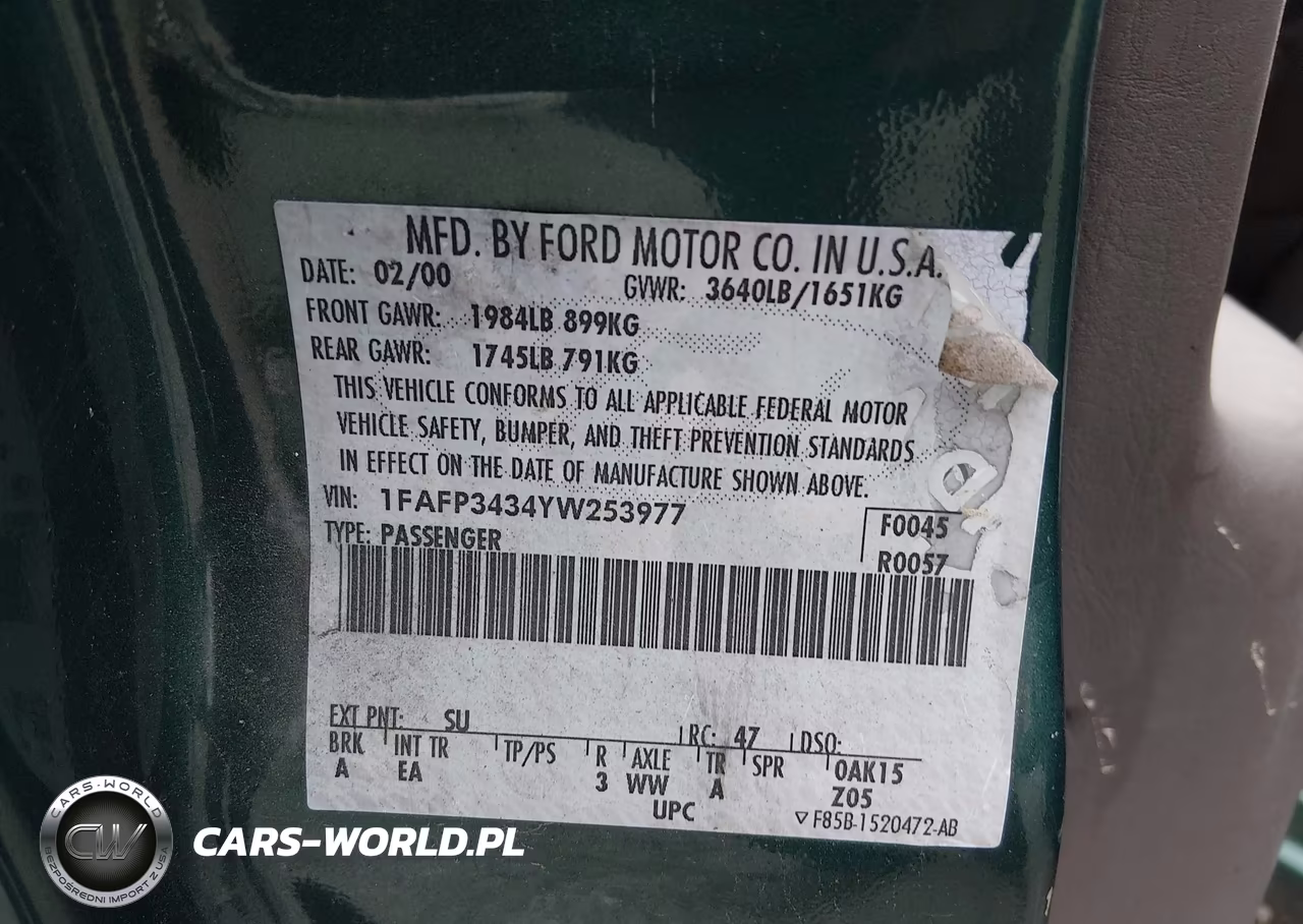 2000 Ford Focus Se VIN:1FAFP3434YW253977 - 9