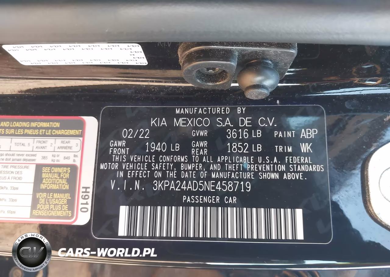 2022 Kia Rio S VIN:3KPA24AD5NE458719 - 9
