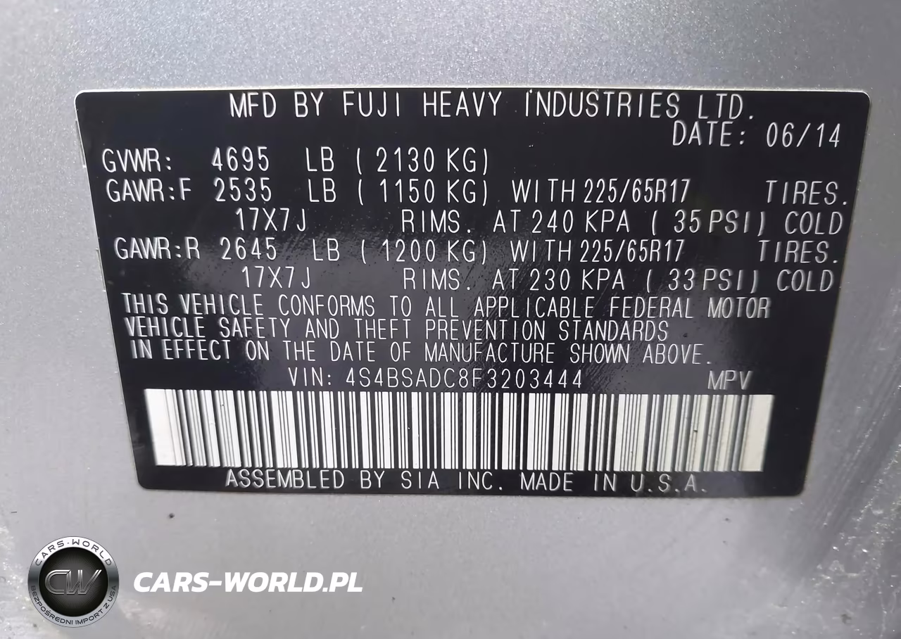 2015 Subaru Outback 2.5I Premium VIN:4S4BSADC8F3203444 - 9