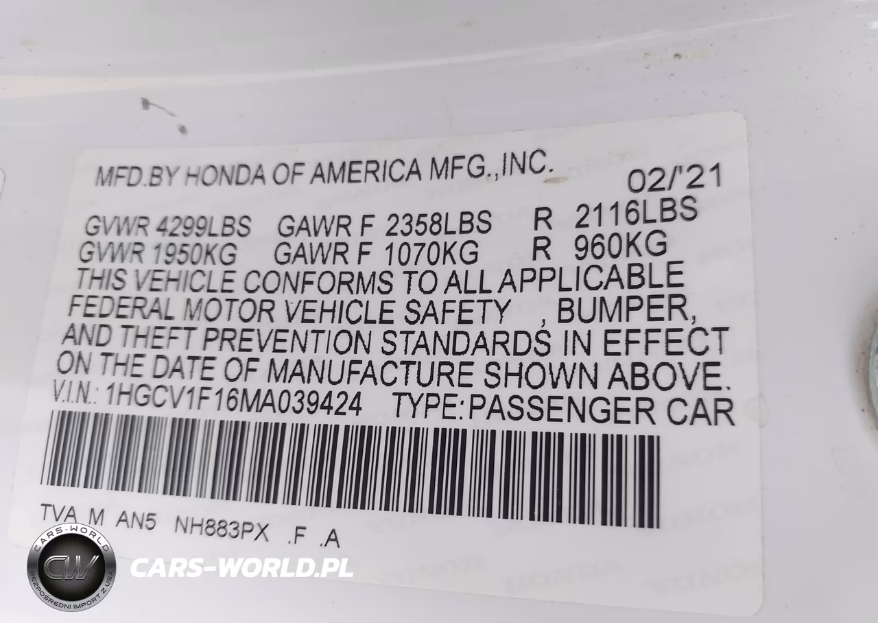 2021 Honda Accord Lx VIN:1HGCV1F16MA039424 - 9