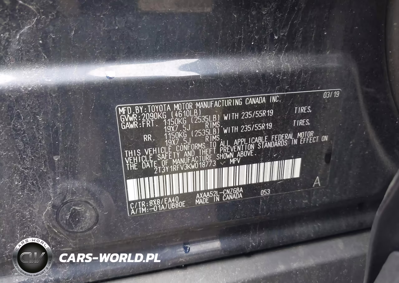 2019 Toyota Rav4 Limited VIN:2T3Y1RFV3KW018773 - 9