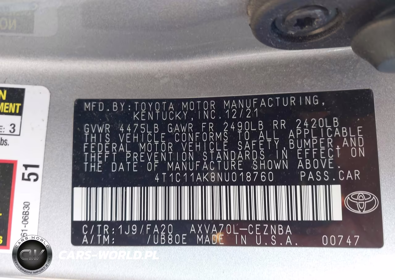 2022 Toyota Camry Le VIN:4T1C11AK8NU018760 - 9
