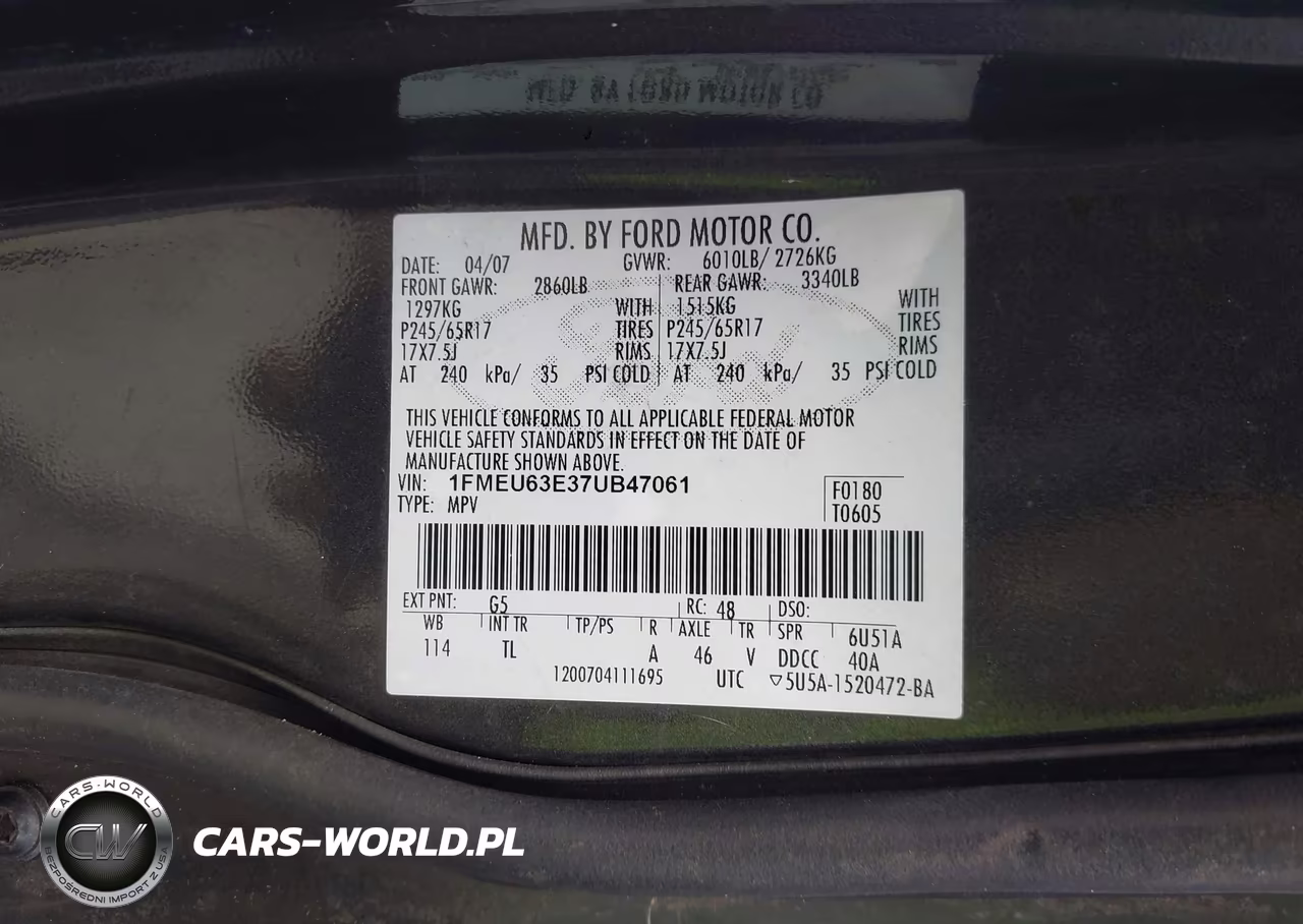 2007 Ford Explorer Xlt VIN:1FMEU63E37UB47061 - 9
