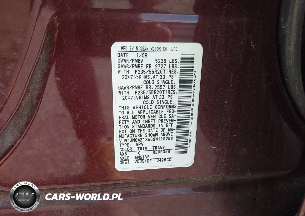 2009 Nissan Murano Le VIN:JN8AZ18W59W119296 - 9