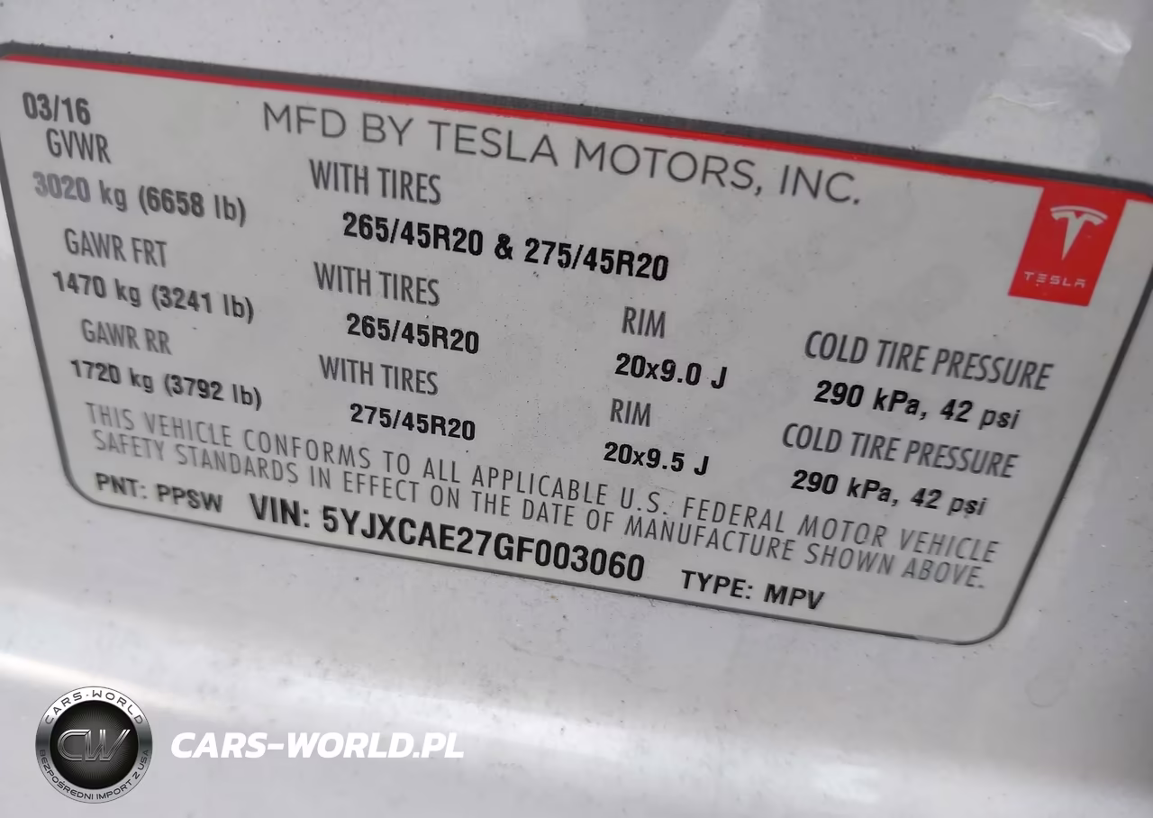 2016 Tesla Model X 60D-70D-75D-90D VIN:5YJXCAE27GF003060 - 9