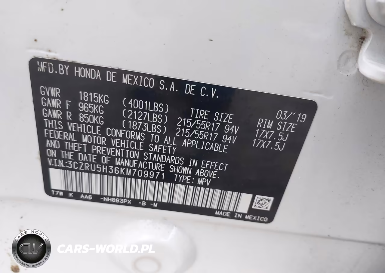 2019 Honda Hr-V Lx VIN:3CZRU5H36KM709971 - 9