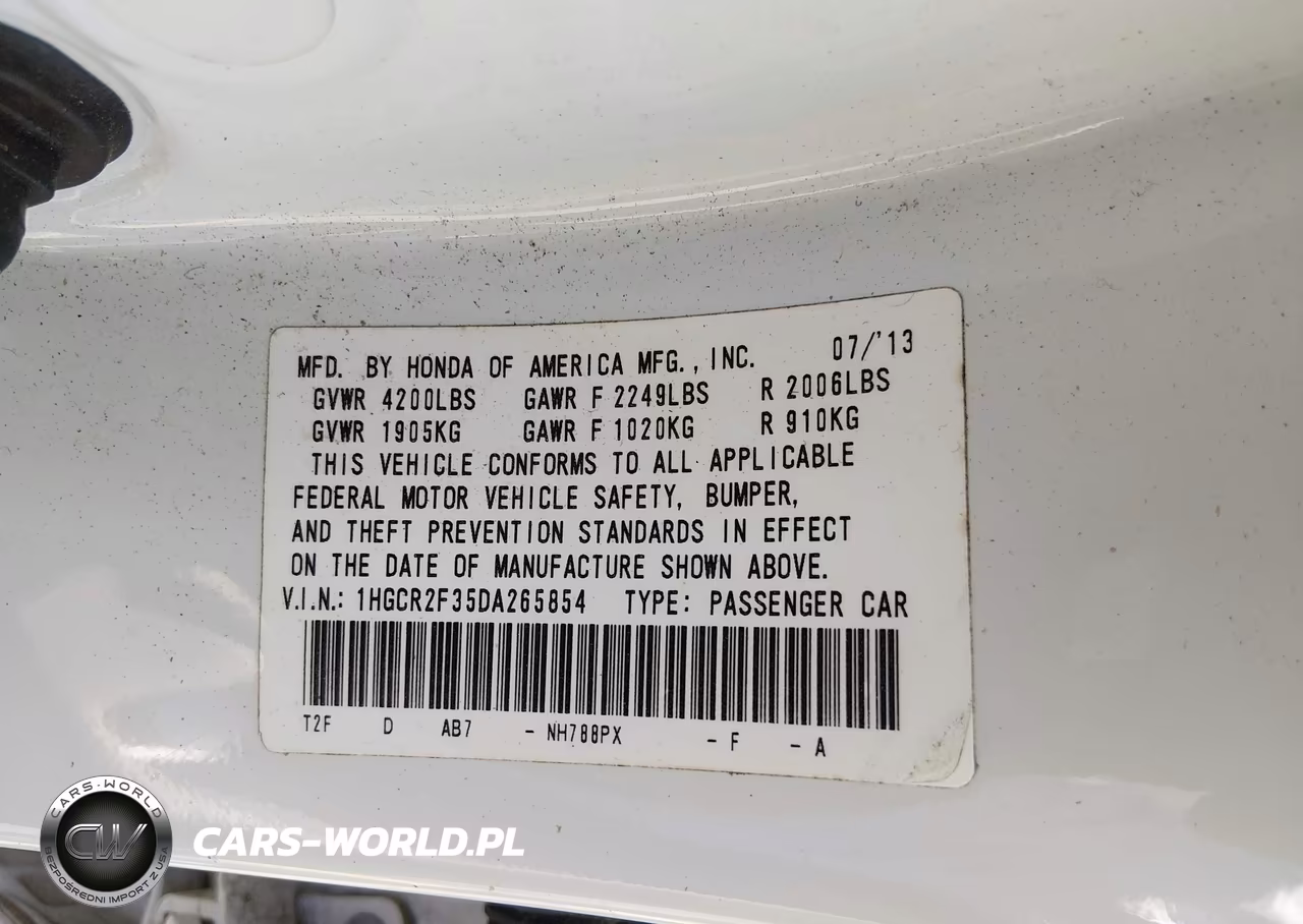 2013 Honda Accord Lx VIN:1HGCR2F35DA265854 - 9
