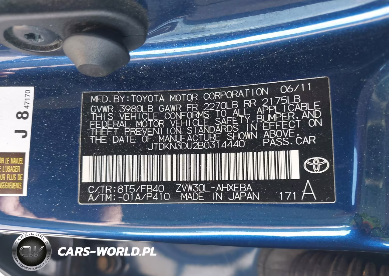 2011 Toyota Prius Two VIN:JTDKN3DU2B0314440 - 9