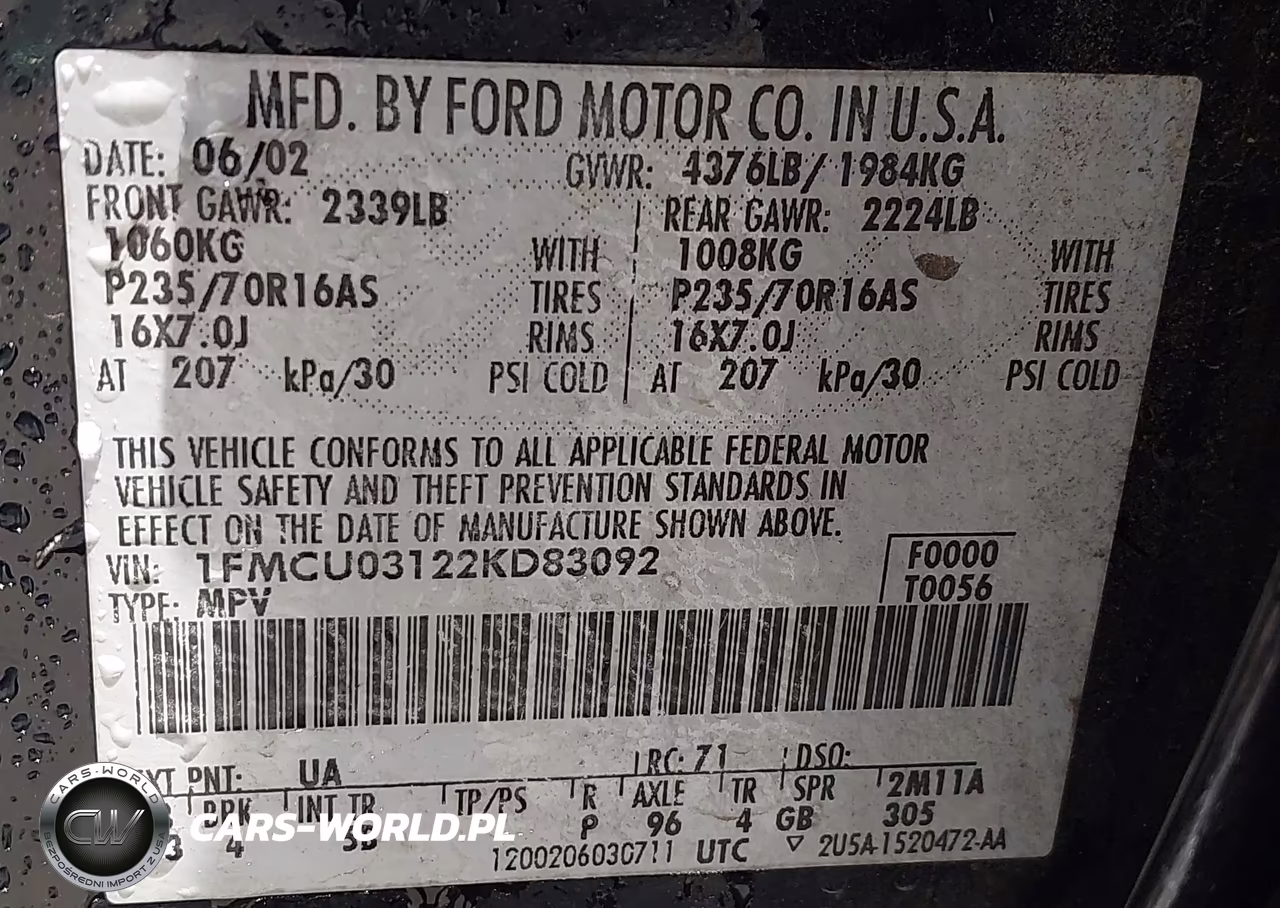 2002 Ford Escape Xlt VIN:1FMCU03122KD83092 - 9