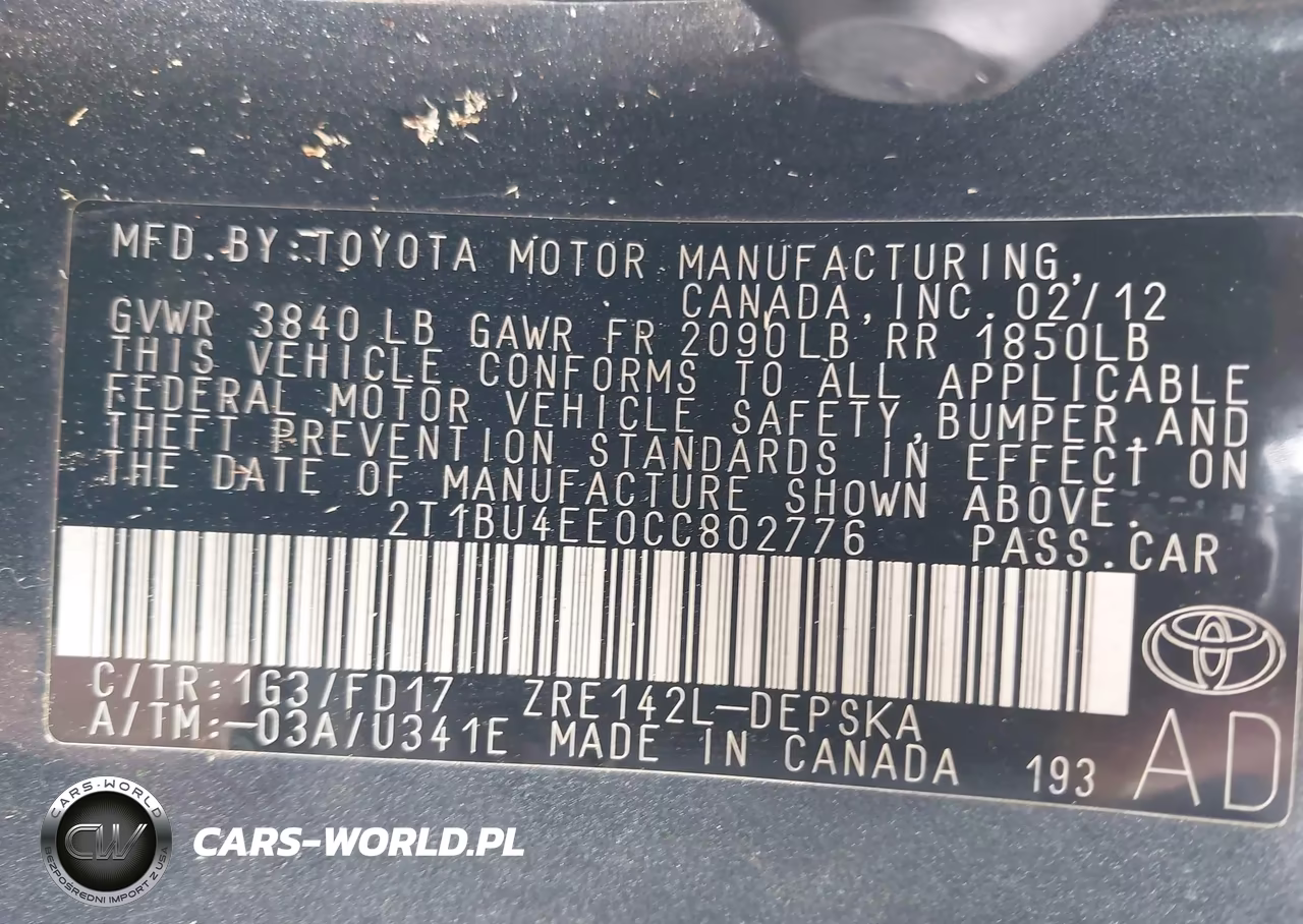 2012 Toyota Corolla S VIN:2T1BU4EE0CC802776 - 9