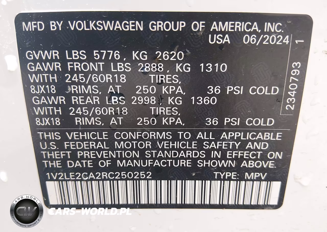 2024 Volkswagen Atlas Cross Sport 2.0T Se VIN:1V2LE2CA2RC250252 - 9