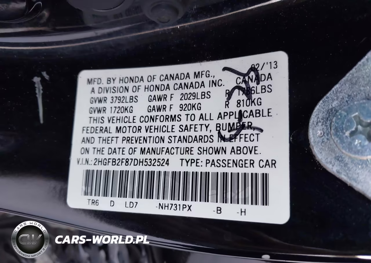 2013 Honda Civic Ex VIN:2HGFB2F87DH532524 - 9
