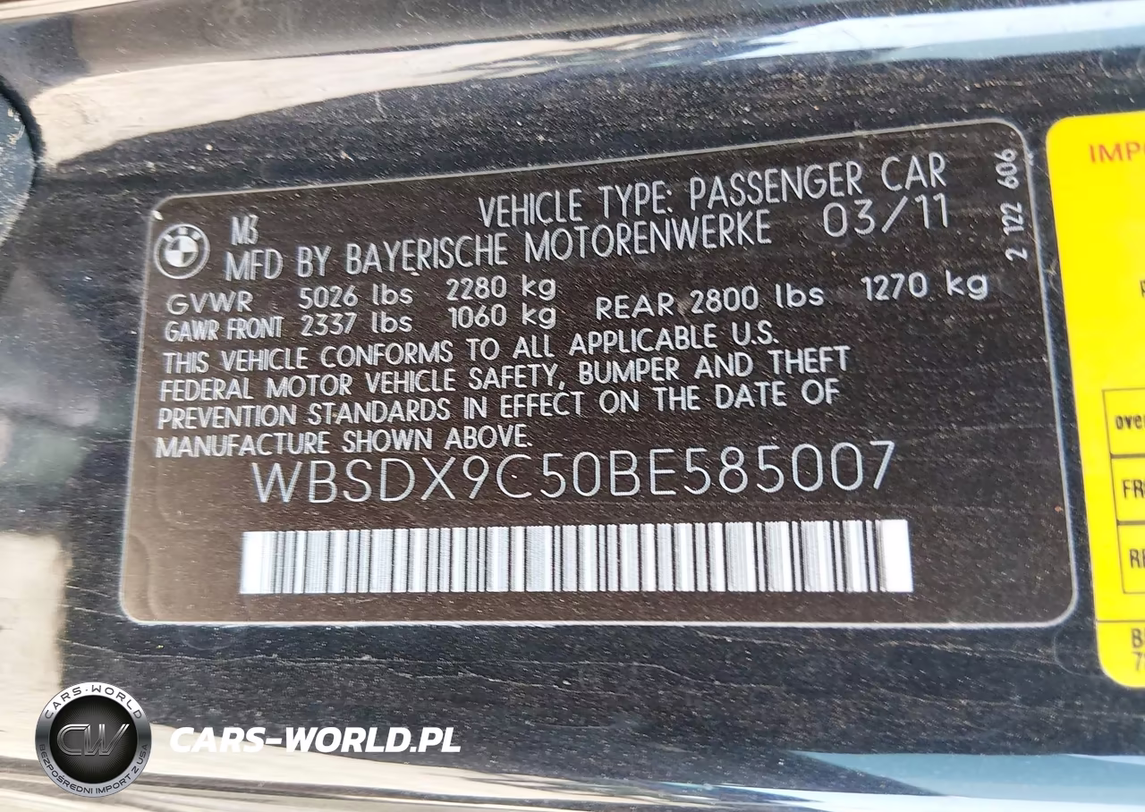 2011 BMW M3 VIN:WBSDX9C50BE585007 - 9