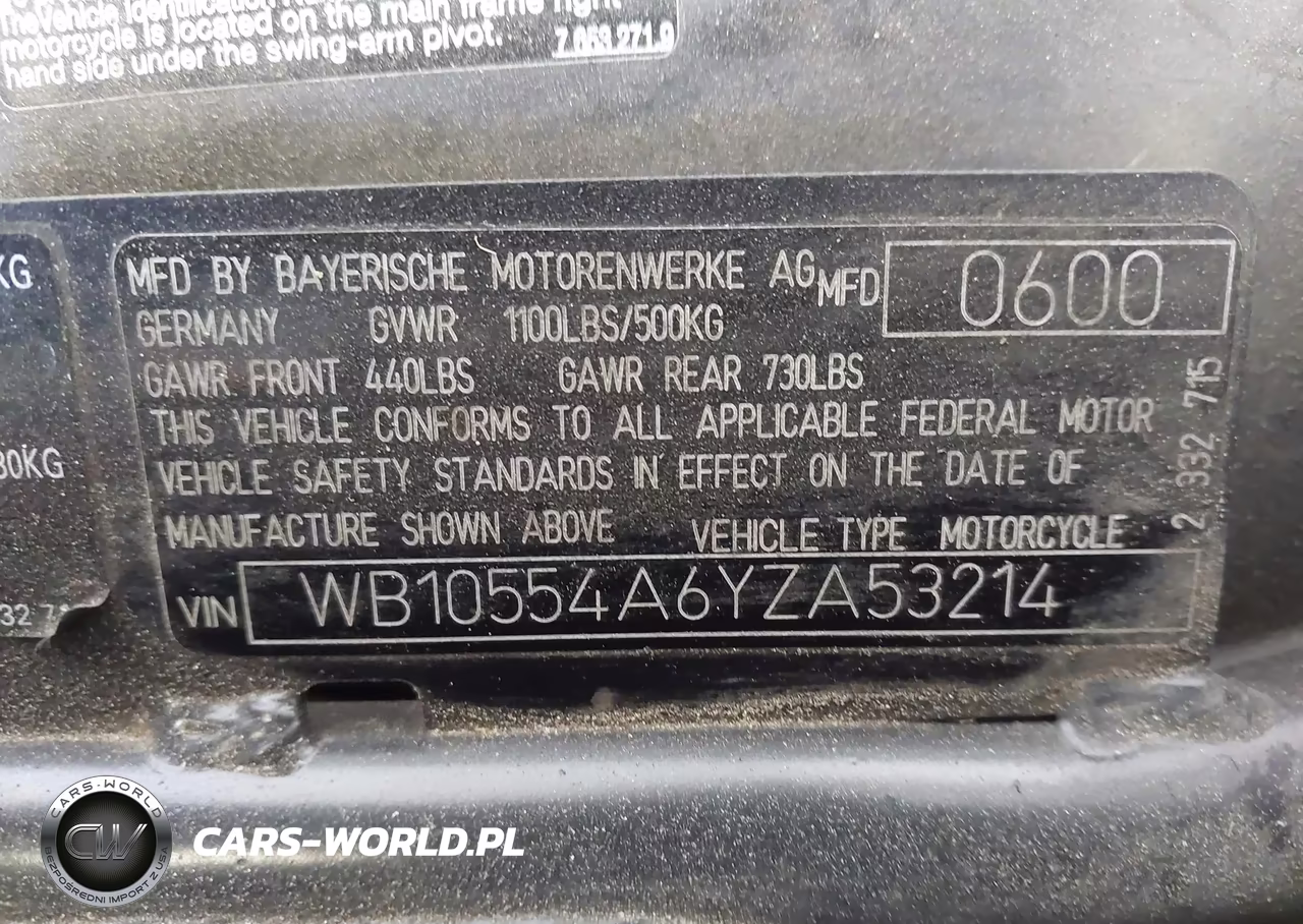 2000 BMW K1200 Rs VIN:WB10554A6YZA53214 - 10