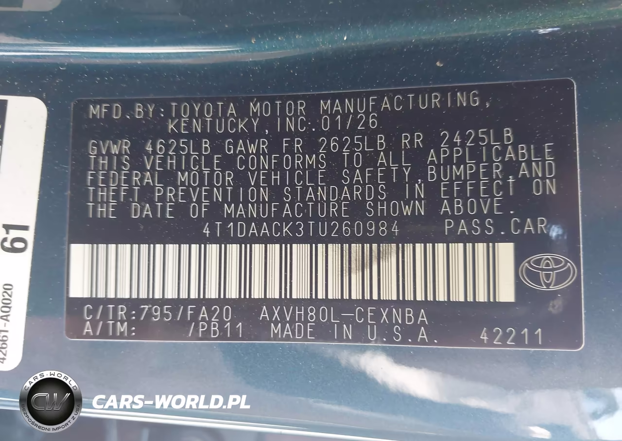 2026 Toyota Camry Le VIN:4T1DAACK3TU260984 - 9