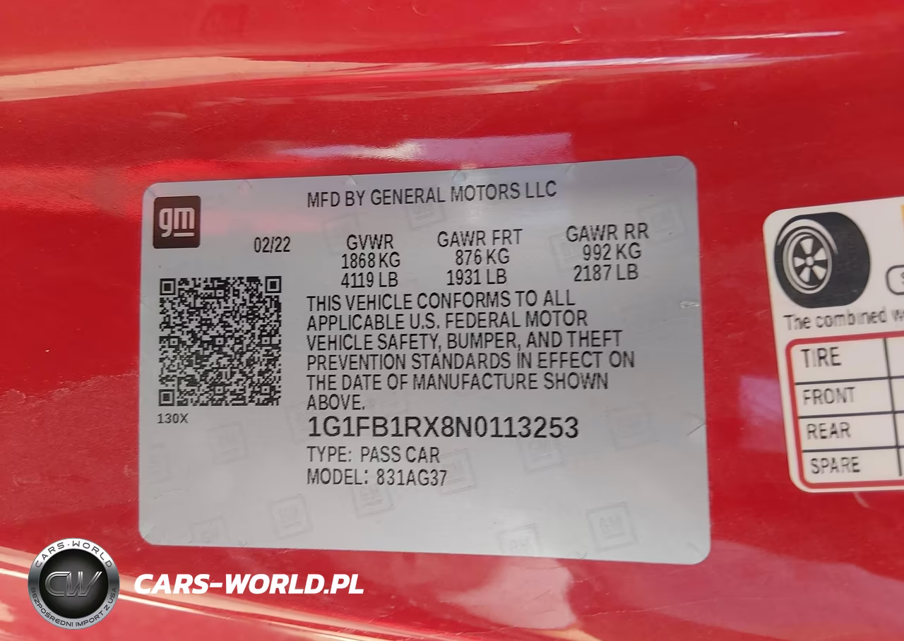 2022 Chevrolet Camaro Rwd 1Lt VIN:1G1FB1RX8N0113253 - 9