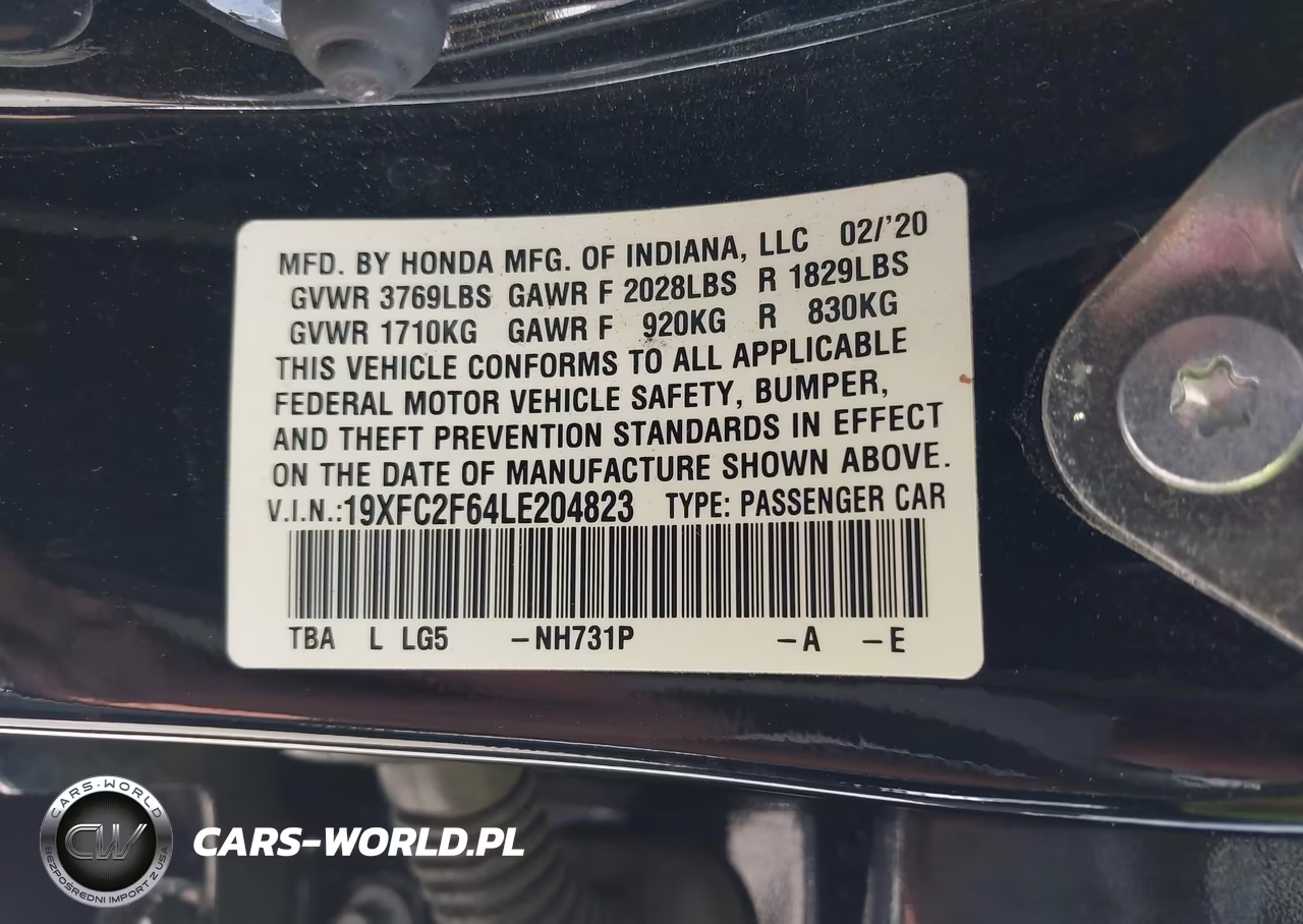 2020 Honda Civic Lx VIN:19XFC2F64LE204823 - 9