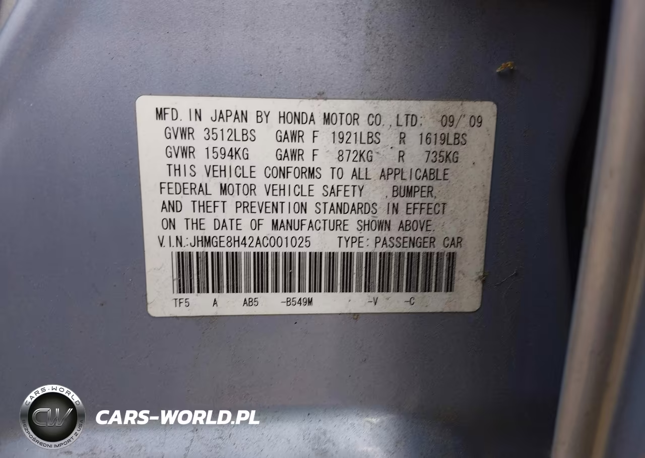 2010 Honda Fit Sport VIN:JHMGE8H42AC001025 - 9