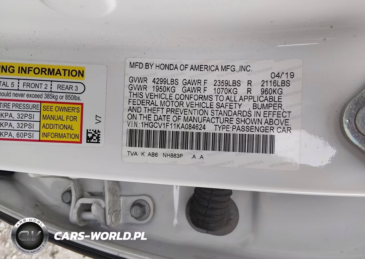 2019 Honda Accord Lx VIN:1HGCV1F11KA084624 - 9