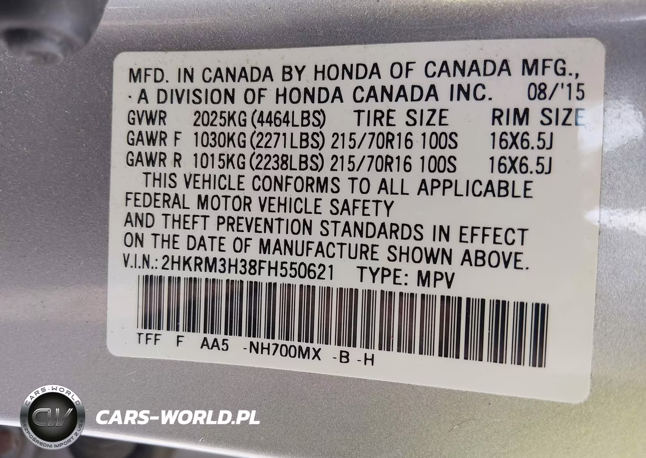 2015 Honda Cr-V Lx VIN:2HKRM3H38FH550621 - 9