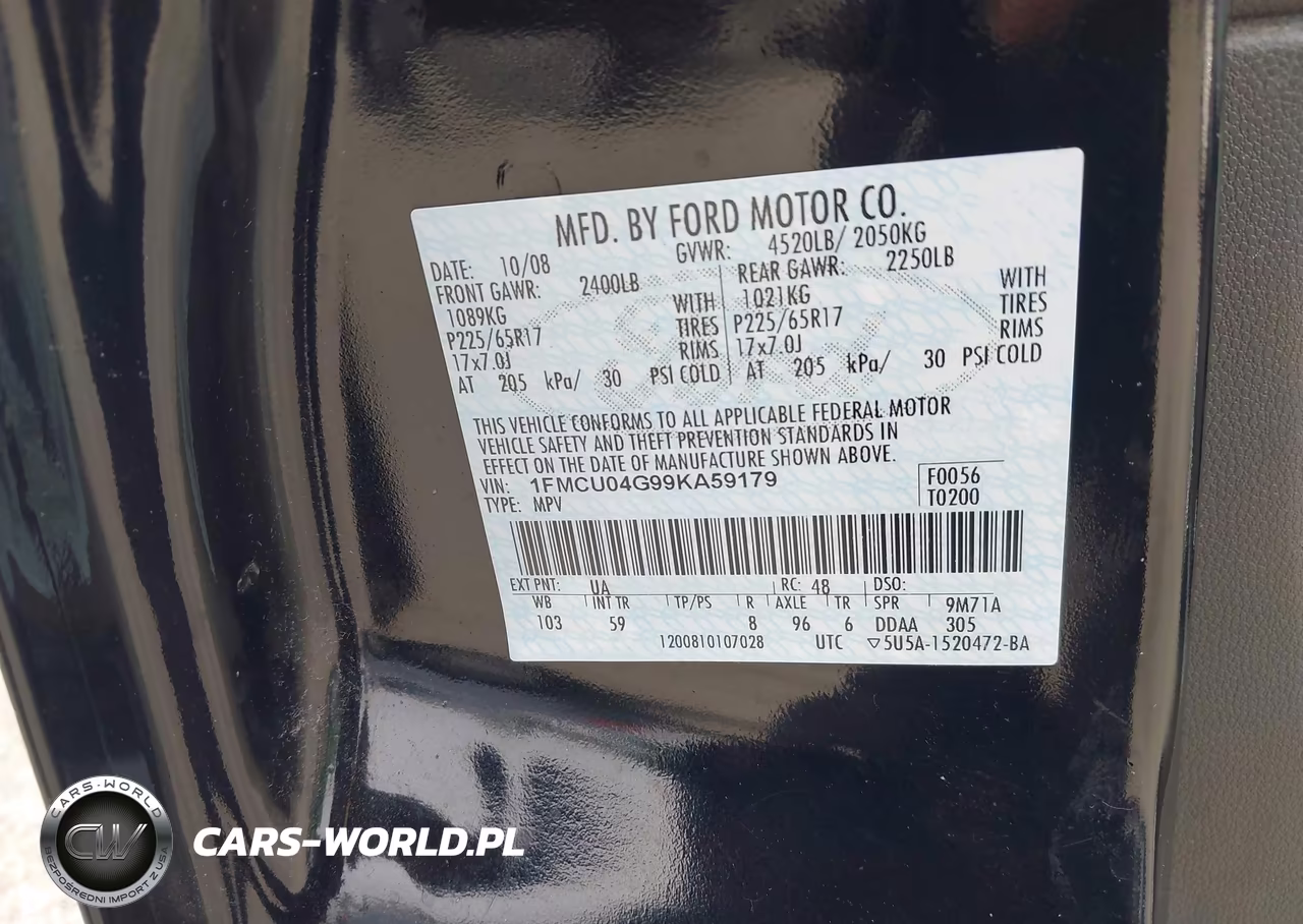 2009 Ford Escape Limited VIN:1FMCU04G99KA59179 - 9