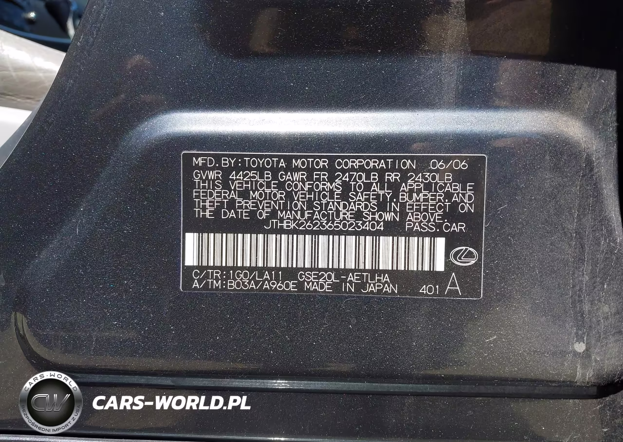 2006 Lexus Is 250 VIN:JTHBK262365023404 - 9